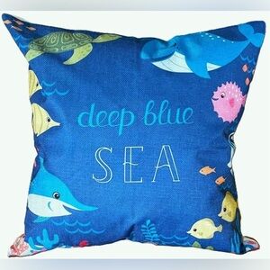 Kid's 20" Under the Sea Underwater Whimsy Fish Sea Creatures Throw Pillow Cover
